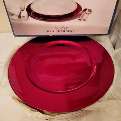 New / old stock - Classic Home Dining Set of 12 Red Chargers - Perfect for Holiday Dinners
