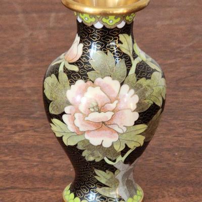 Lot of 3 Vintage Pieces of Chinese Cloisonne - 2 Vases and 1 dish