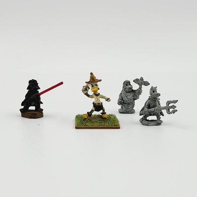 VINTAGE PEWTER "DUCK" AS CHARACTERS PAINTING MINATURES