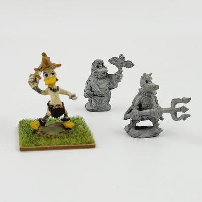 VINTAGE PEWTER "DUCK" AS CHARACTERS PAINTING MINATURES