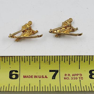 SMALL GOLD TONED SKI MINATURES