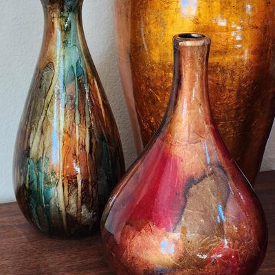 5 Piece Lot - Tall Decorative foiled vases
