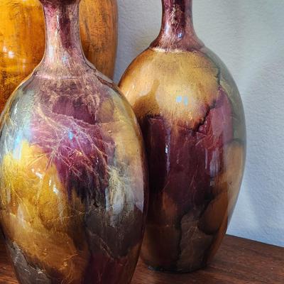 5 Piece Lot - Tall Decorative foiled vases