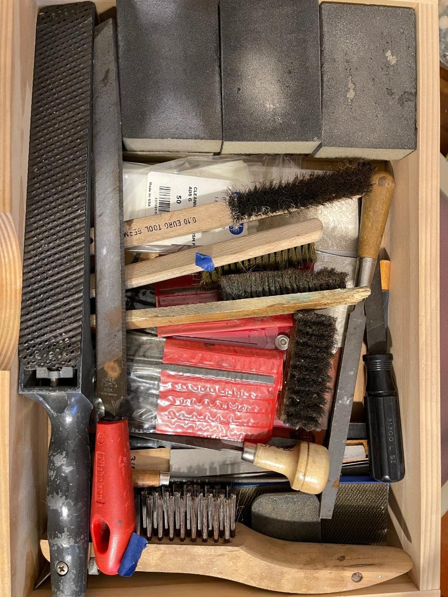 Lot 77 Drawer of Files, Brushes & Sanding Blocks