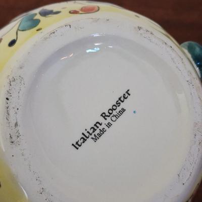 "Italian  Rooster" Painted Ceramic Teapot