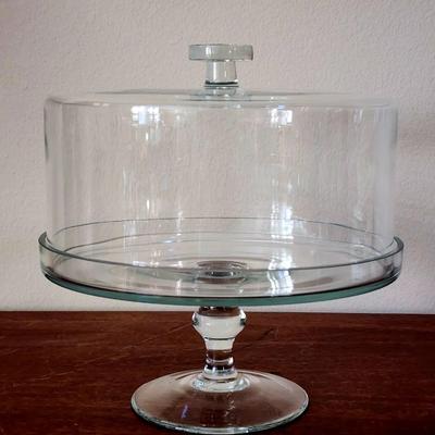 New / Old Stunning Glass Covered Pedestal Cake Plate