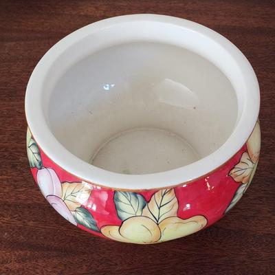 4 Piece Lot of Decorative Fruit Themed Planter Pots, Pitchers & Vases