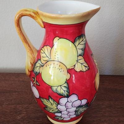 4 Piece Lot of Decorative Fruit Themed Planter Pots, Pitchers & Vases