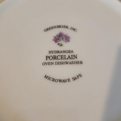 Set of 4 Greenbrier, Inc. 8" Porcelain Plates - Hydrangia - Purple Floral - Never used