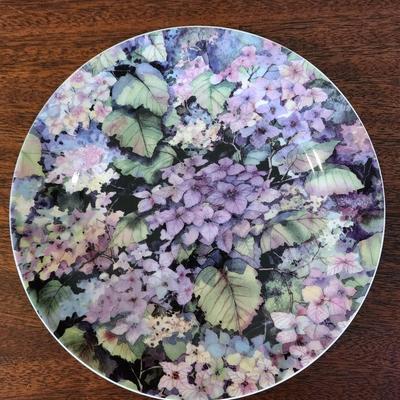 Set of 4 Greenbrier, Inc. 8" Porcelain Plates - Hydrangia - Purple Floral - Never used