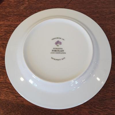 Set of 4 Greenbrier, Inc. 8" Porcelain Plates - Hydrangia - Purple Floral - Never used