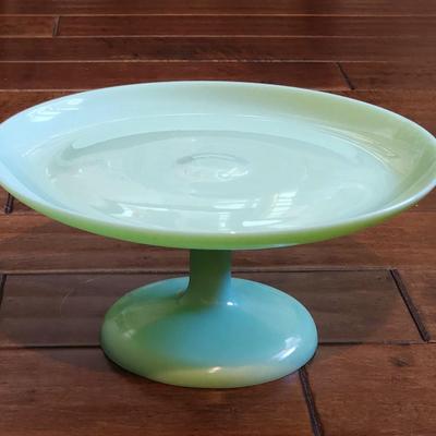 Vintage Large 12" Jadeite Green Glass Pedestal Cake Stand Plate