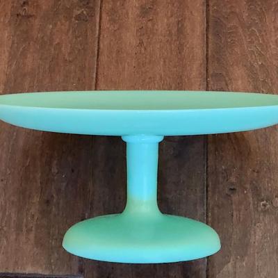 Vintage Large 12" Jadeite Green Glass Pedestal Cake Stand Plate