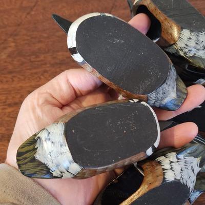 Set of 8 Hand Carved and Painted Duck (Hooded Merganser) Napkin Rings