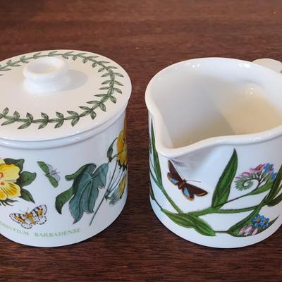 Portmeirion The Botanic Garden Lot: Creamer / Sugar, 3 Coffee cups, 6 - 7" saucers / small plates