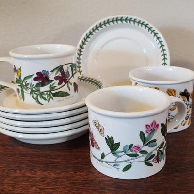 Portmeirion The Botanic Garden Lot: Creamer / Sugar, 3 Coffee cups, 6 - 7" saucers / small plates