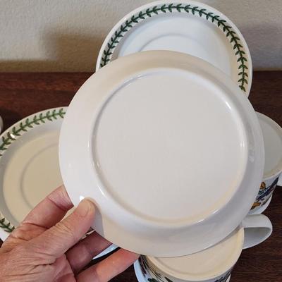 Portmeirion The Botanic Garden Lot: Creamer / Sugar, 3 Coffee cups, 6 - 7" saucers / small plates