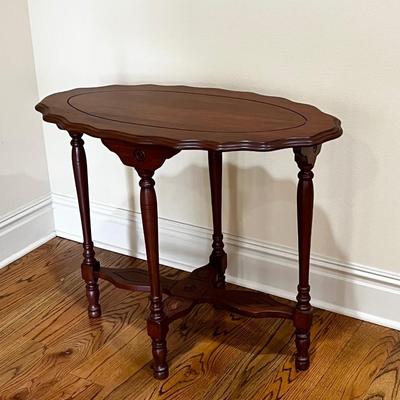 Oval Scalloped Wood Occasional Table