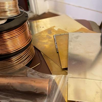Lot 86 Assorted Metal For Jewelry Making Sheets Spools Copper Brass