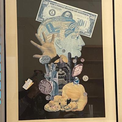 Lot 97 Collage of Money & Time Framed Unsigned