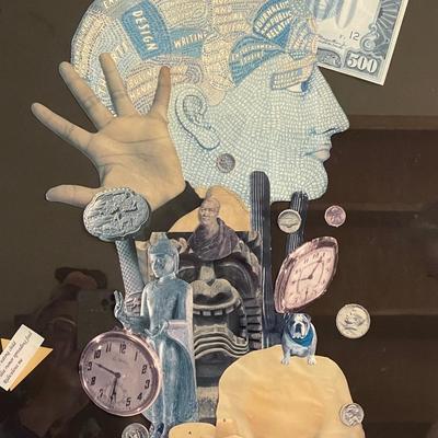 Lot 97 Collage of Money & Time Framed Unsigned