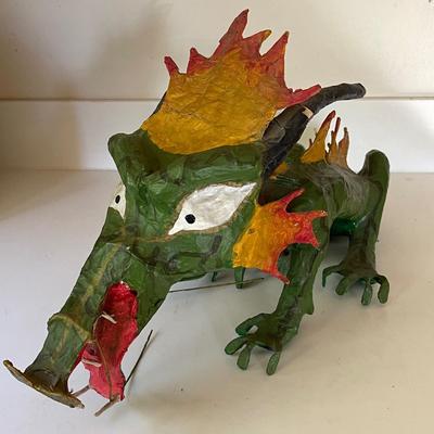 Lot 104 Painted Paper Mache Dragon 20" Nose to Tail