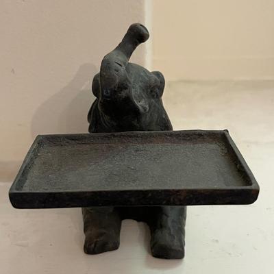 Lot 105 Metal Sitting Elephant Calling Card Holder