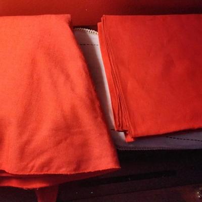 Square and Circle Red Linen Tablecloth