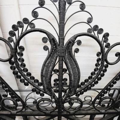 BEAUTIFUL QUEEN SIZE WORLD MARKET PEACOCK BLACK WICKER HEADBOARD ONLY