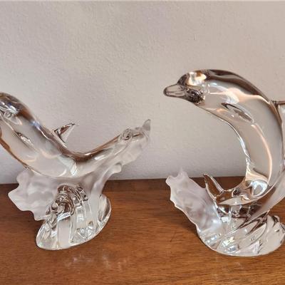 Lot #48  Lot of 2 LENOX Crystal Dolphins