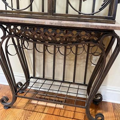 Metal & Faux Marble Two Piece Wine Bakers Rack