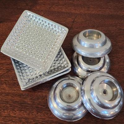 Shiny Silver Lot- 13 pieces - Candles, deco jars, trinket dish & more