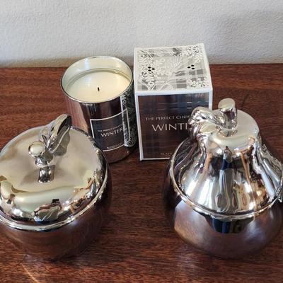 Shiny Silver Lot- 13 pieces - Candles, deco jars, trinket dish & more