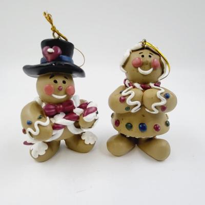 YOUNGS CHRISTMAS GINGERBREAD SNOWMEN COUPLE ORNAMENTS