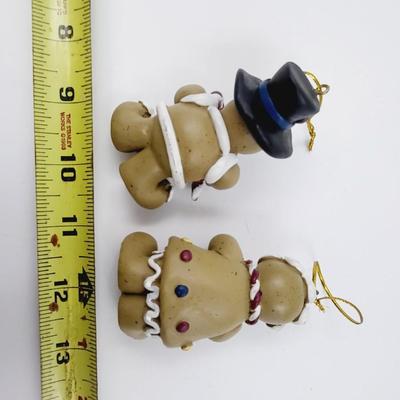 YOUNGS CHRISTMAS GINGERBREAD SNOWMEN COUPLE ORNAMENTS