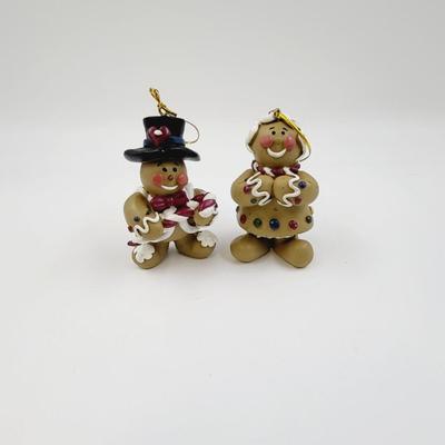 YOUNGS CHRISTMAS GINGERBREAD SNOWMEN COUPLE ORNAMENTS