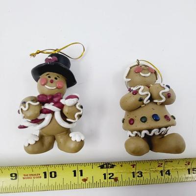 YOUNGS CHRISTMAS GINGERBREAD SNOWMEN COUPLE ORNAMENTS