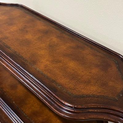 EUROPEAN CROSSROADS ~ Claw Foot Tiered Leather Top Butlers Table