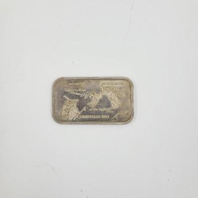 1983 GLORY TO GOD IN THE HIGHEST CHRISTMAS 1 OZ .999 SILVER BAR