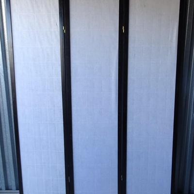 Folding Asian style screen. Some minor scratches, yellow spots on fabric.