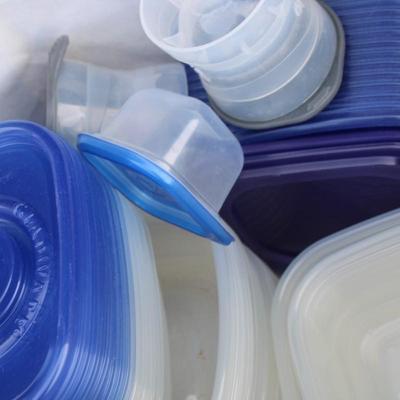 Large set of Tupperware and reusable shopping bag