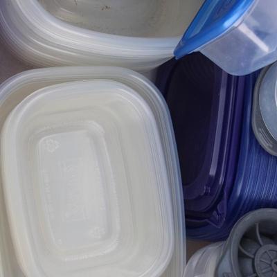 Large set of Tupperware and reusable shopping bag
