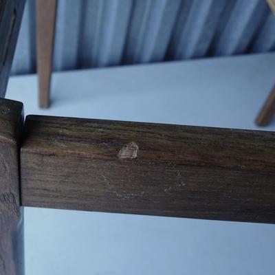 Mid Century Modern Danish BRDR. Furbo wooden side table, made in Denmark. Minor dents and scratches.