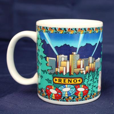 Set of 6 novelty gambling mugs; Tahoe, Las Vegas and Reno