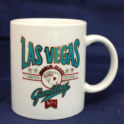 Set of 6 novelty gambling mugs; Tahoe, Las Vegas and Reno