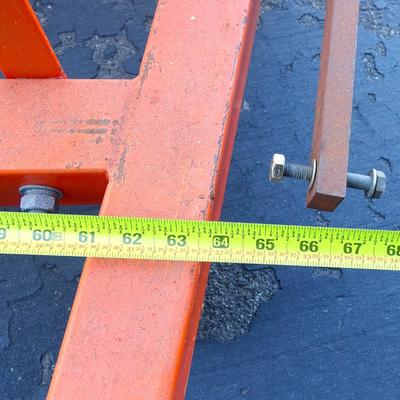 Folding Engine hoist with swivel hook, extra large wheels, newer ram, modifications for extension of arm, Harbor Freight sourced...