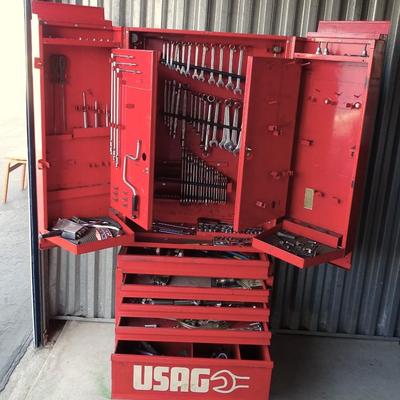 USAG Rolling Tool Cabinet with tools .