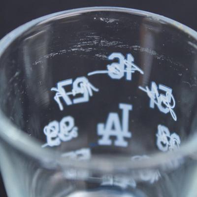 Set of 2 Dodgers pint glasses and one Dodgers shot glasses