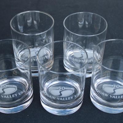 Set of 5 50th anniversary Squaw valley tumbler glasses