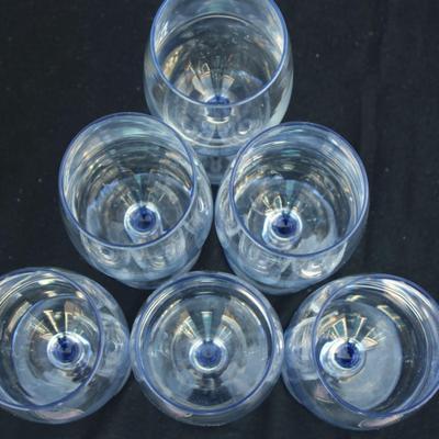 Set of 6 blue tinted stemmed water glasses. Excellent condition.